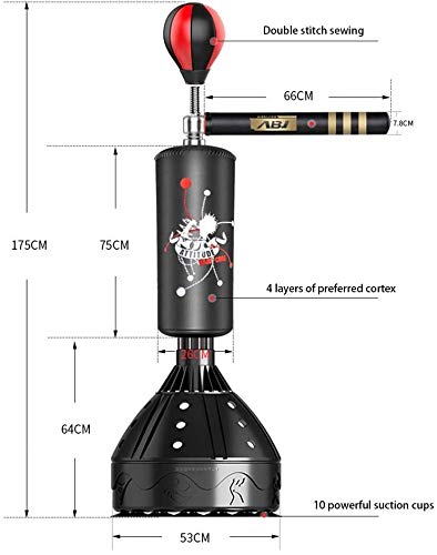 Trainer de Velocidad de Boxeo Altura Ajustable Bolsa de Bola de Bola de perforación, Bolsa de perforación Bolsa de Boxeo sólida con Ventosa, Alivio de estrés y Aptitud, Freestanding Ballo de Boxeo de