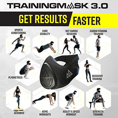 TrainingMask 3.0 - Máscara de entrenamiento para adultos, talla M, 70-120 kg, color negro