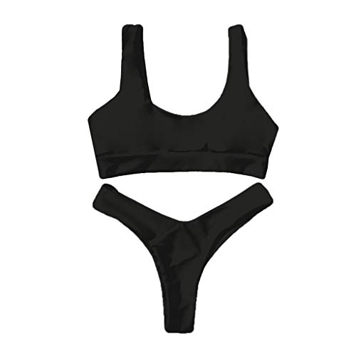 Traje de Baño Mujer 2019 SHOBDW Moda Cómodo Traje de Baño Mujer Dos Piezas Acolchado Bra Conjunto de Bikini Push Up Tanga Traje de Baño Mujer Talle Alto Bañadores de Mujer Sexy(Negro,M)