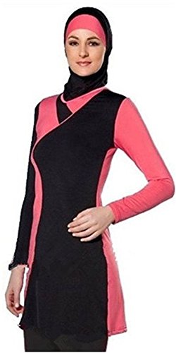 Traje de baño musulmán para mujer con cobertura completa y musulmana rosa L