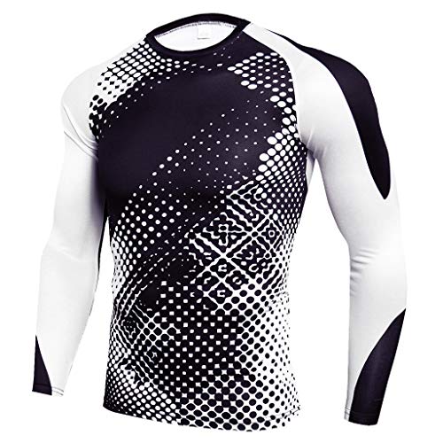 Traje de Camisa y pantalón de Hombre Rutina de Ejercicio Polainas Aptitud Deportes Gimnasio Corriendo Yoga Atlético Pantalones Camisa Tops LMMVP (M, Blanco)