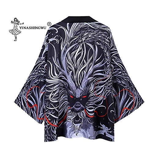 Traje De Cosplay Kimono Yukata Cardigan Hombres Mujeres Japón Kimono Tradicional Camisa Unisex del Estilo Chino del Dragón Masculino Carpa Imprimir Escudo Zzzb (Color 5, Size : XL)