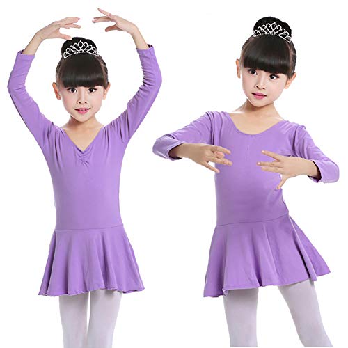 Traje de Danza Ballet para Niñas Vestido Falda Maillot de Gimnasia Leotarto Clásico con Manga Larga