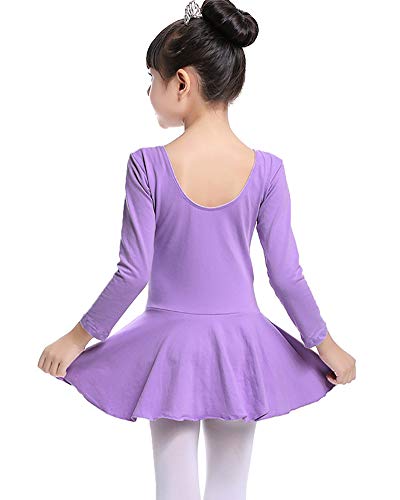 Traje de Danza Ballet para Niñas Vestido Falda Maillot de Gimnasia Leotarto Clásico con Manga Larga