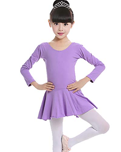 Traje de Danza Ballet para Niñas Vestido Falda Maillot de Gimnasia Leotarto Clásico con Manga Larga