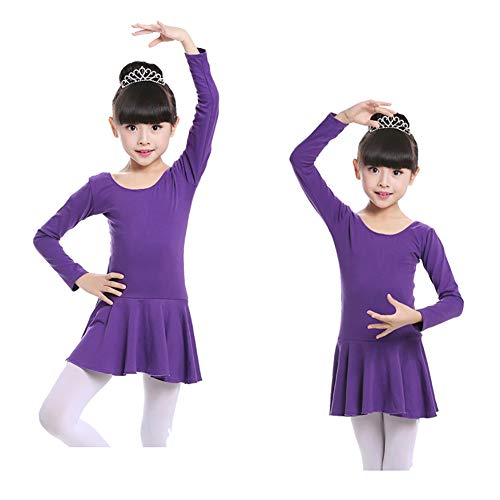 Traje de Danza Ballet para Niñas Vestido Falda Maillot de Gimnasia Leotarto Clásico con Manga Larga Traje de Danza Ballet para Niñas Vestido Falda Maillot de Gimnasia Leotarto Clásico con Manga Larga