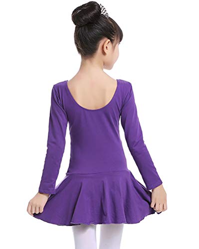 Traje de Danza Ballet para Niñas Vestido Falda Maillot de Gimnasia Leotarto Clásico con Manga Larga Traje de Danza Ballet para Niñas Vestido Falda Maillot de Gimnasia Leotarto Clásico con Manga Larga