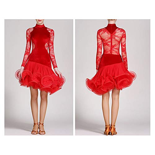 Traje de danza contemporánea La competencia de baile manga de las mujeres de alta cuello de encaje Empalme Profesional Lírico de baile latino vestido largo volante Rendimiento de vestuario de baile Traje de danza contemporánea La competencia de baile manga de las mujeres de alta cuello de encaje Empalme Profesional Lírico de baile latino vestido largo volante Rendimiento de vestuario de baile