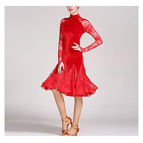 Traje de danza contemporánea Las mujeres de cuello alto de encaje Empalme Profesional Lírico de baile latino vestido de las señoras de manga larga volante salón de baile dancewear vestuario de baile Traje de danza contemporánea Las mujeres de cuello alto de encaje Empalme Profesional Lírico de baile latino vestido de las señoras de manga larga volante salón de baile dancewear vestuario de baile
