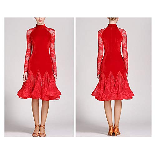 Traje de danza contemporánea Las mujeres de cuello alto de encaje Empalme Profesional Lírico de baile latino vestido de las señoras de manga larga volante salón de baile dancewear vestuario de baile Traje de danza contemporánea Las mujeres de cuello alto de encaje Empalme Profesional Lírico de baile latino vestido de las señoras de manga larga volante salón de baile dancewear vestuario de baile