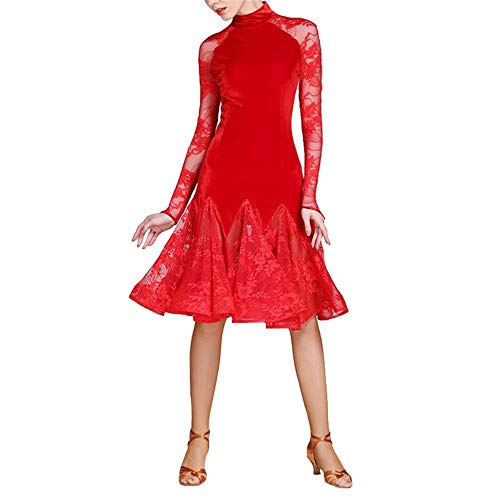 Traje de danza contemporánea Las mujeres de cuello alto de encaje Empalme Profesional Lírico de baile latino vestido de las señoras de manga larga volante salón de baile dancewear vestuario de baile Traje de danza contemporánea Las mujeres de cuello alto de encaje Empalme Profesional Lírico de baile latino vestido de las señoras de manga larga volante salón de baile dancewear vestuario de baile