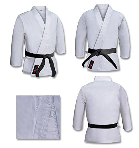 Traje de Karate de Peso Pesado de 16 onzas de Peso, 100% algodón Cepillado, Kimono de Karate Blanco Blanqueado, Traje de Aikido (Tallas revisadas, Corte Europeo) 5/180 cm Grande Traje de Karate de Peso Pesado de 16 onzas de Peso, 100% algodón Cepillado, Kimono de Karate Blanco Blanqueado, Traje de Aikido (Tallas revisadas, Corte Europeo) 5/180 cm Grande