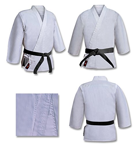 Traje de Karate de Peso Pesado de 16 onzas de Peso, 100% algodón Cepillado, Kimono de Karate Blanco Blanqueado, Traje de Aikido (Tallas revisadas, Corte Europeo) 5/180 cm Grande