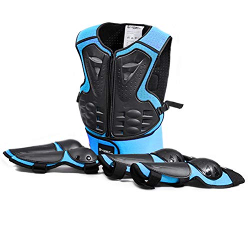 Traje de protección para niños de 5 a 13 años de edad, para motocross, ciclismo, esquí, patinaje sobre ruedas, Azul y negro.