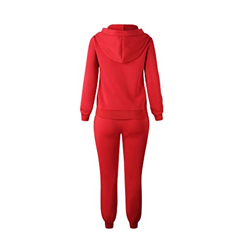 Traje de Ropa Deportiva con Capucha para Mujer - Chándal Completo Bolsillo de Moda con Manga Larga Tops + Pantalones con Bolsillos Jogging Sport Gym Juego de 2 Piezas más tamaños