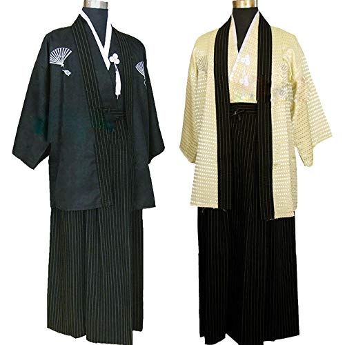 Trajes De Época Japones Kimono Hombre Vestido Tradicional Japonés Yukata Masculino Etapa De La Danza De Los Hombres Samurai Ropa Hyococ (Color : Picture Color, Size : S)