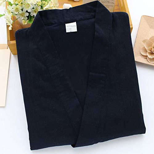 Trajes de Estilo japonés para Hombre Sueltos de algodón Puro Kimono Pijama Traje Negro