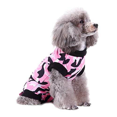 Trajes de recuperación para perros, chaleco de recuperación de cirugía suave, protector de heridas abdominales de cuello electrónico para cachorros, protección médica para ropa quirúrgica(S-Rojo)