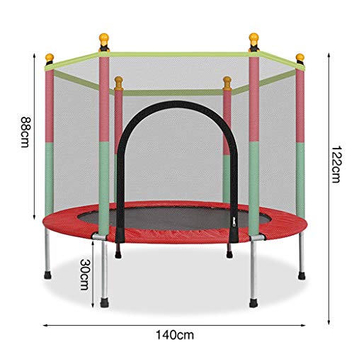 Trampolines de interior Cama elástica para niños en el trampolín Cama de Salto Cama elástica para niños con Red de protección. (Color : Red, Size : 140 * 140 * 122CM)