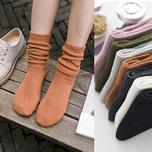 Transpirabilidad cálida y cómoda para Mujeres. Las líneas Gruesas en Pilas tubulares Invierno de Calcetines del Color del Caramelo Medios de Mezcla 5 Pares (Color : A)