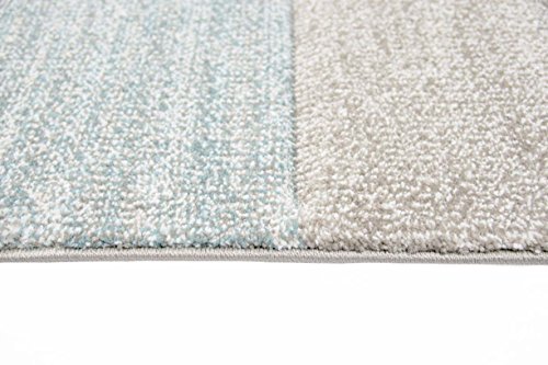 Traum Sala de Estar diseñador Alfombra Alfombra contemporánea alfombras de Pelo bajo con el Color patrón de Diamantes de Recorte de Contorno en Colores Pastel Azul Crema Amarillento Größe 60x110 cm