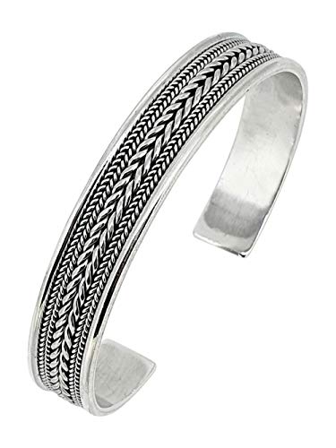 TreasureBay Pulsera de plata de ley 925 maciza con detalle de cadena para hombre y mujer.