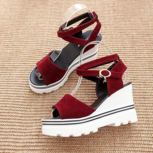 Tree-on-Life Respirable Slipsole Lady Sandalias Peep Toes de Verano Zapatos de Plataforma Casual Altura Que Aumenta los Zapatos Femeninos con Corteza Gruesa Muffin