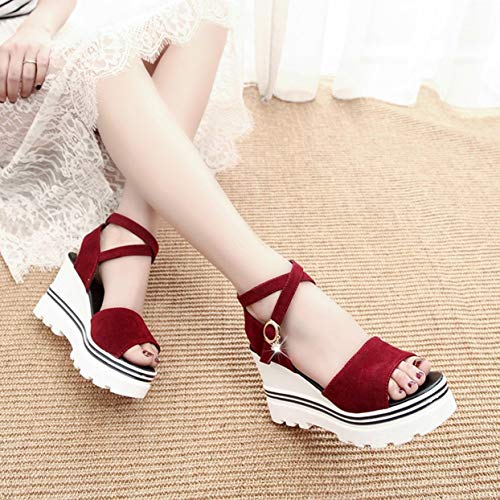 Tree-on-Life Respirable Slipsole Lady Sandalias Peep Toes de Verano Zapatos de Plataforma Casual Altura Que Aumenta los Zapatos Femeninos con Corteza Gruesa Muffin