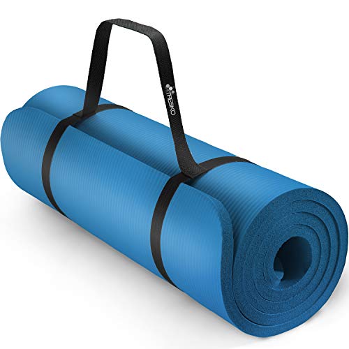 TRESKO® Esterilla de Fitness 185 x 60 cm y 190 x 100 cm para Gimnasia, Yoga, Pilates y Cualquier Tipo de Entrenamiento | Suave y cómoda | Espuma NBR (Azul, 190 x 100 x 1,5 cm)