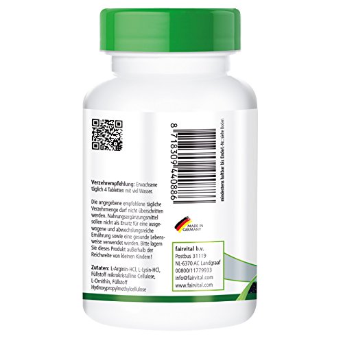 Tri-Amino-Complex - Complejo de Aminoácidos VEGANO - L-Arginina + Lisina + Ornitina - 120 Comprimidos - Calidad Alemana Tri-Amino-Complex - Complejo de Aminoácidos VEGANO - L-Arginina + Lisina + Ornitina - 120 Comprimidos - Calidad Alemana