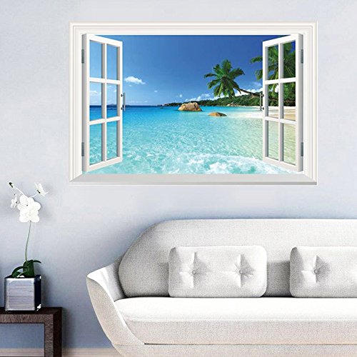TrifyCore Pegatinas de Pared extraíble 3D Vista al mar Paisaje Vinilo Programa de Papel Tapiz 3D Calcomanías para Ventana Póster Decoración de la Pared Art Mural Pegatina 60cm X 90cm X TrifyCore Pegatinas de Pared extraíble 3D Vista al mar Paisaje Vinilo Programa de Papel Tapiz 3D Calcomanías para Ventana Póster Decoración de la Pared Art Mural Pegatina 60cm X 90cm X