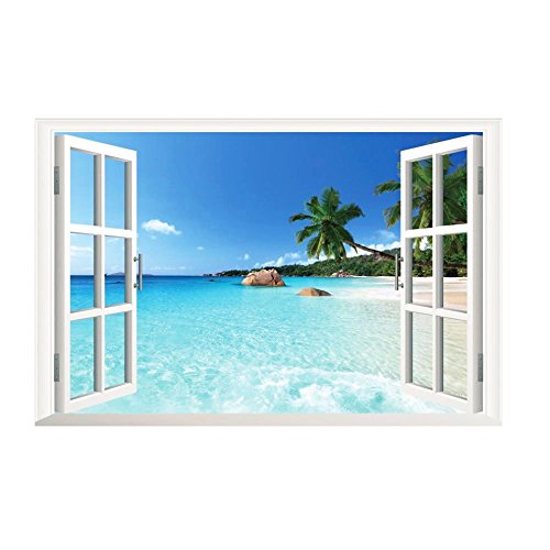 TrifyCore Pegatinas de Pared extraíble 3D Vista al mar Paisaje Vinilo Programa de Papel Tapiz 3D Calcomanías para Ventana Póster Decoración de la Pared Art Mural Pegatina 60cm X 90cm X TrifyCore Pegatinas de Pared extraíble 3D Vista al mar Paisaje Vinilo Programa de Papel Tapiz 3D Calcomanías para Ventana Póster Decoración de la Pared Art Mural Pegatina 60cm X 90cm X