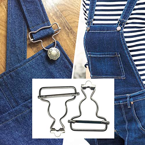 Trimming Shop Plateado 45mm x 30mm Dungaree Hebillas Metal Clip Cierres para Liga, Mano Bolsas, Chaquetas, Monos, Correas, Niños Overoles, Bricolaje Ropa - Plateado, 10pcs