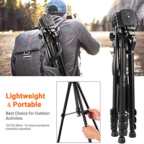 Trípode Cámara 48cm-150cm TACKLIFE Trípode Portátil con Bluetooth, Carga Máx 5 kg, lleva Bolsa, Soprtre de Teléfono, Tornillo de Montaje de 1/4", Trípode para Teléfono, Cámara reflex y telémetro MLT02