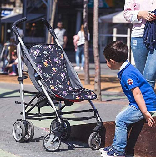 Tris&Ton colchoneta silla de paseo ligera universal para carrito cochecito bebe transpirable de microfibra + protección de arneses (Trisyton) (Hello Love)