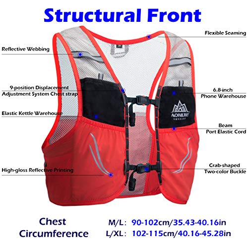 TRIWONDER Mochila de Hidratación Ligero 2,5L Superior Chaleco para Trail Running Ciclismo Marathoner Profesional Hombre Mujer (Rojo y Nananja - Solo Chaleco, L/XL (102-115 cm)) TRIWONDER Mochila de Hidratación Ligero 2,5L Superior Chaleco para Trail Running Ciclismo Marathoner Profesional Hombre Mujer (Rojo y Nananja - Solo Chaleco, L/XL (102-115 cm))