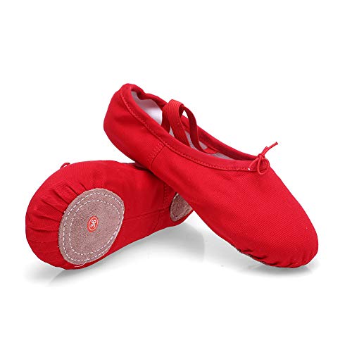 TRIWORIAE - Zapatos de Baile Ballet Zapatillas de Danza/Yoga/Pilates/Gimnasia para Niña Mujer Rojo 38.5 EU