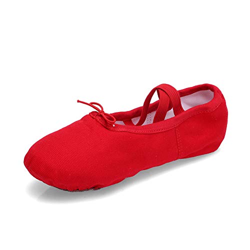 TRIWORIAE - Zapatos de Baile Ballet Zapatillas de Danza/Yoga/Pilates/Gimnasia para Niña Mujer Rojo 38.5 EU