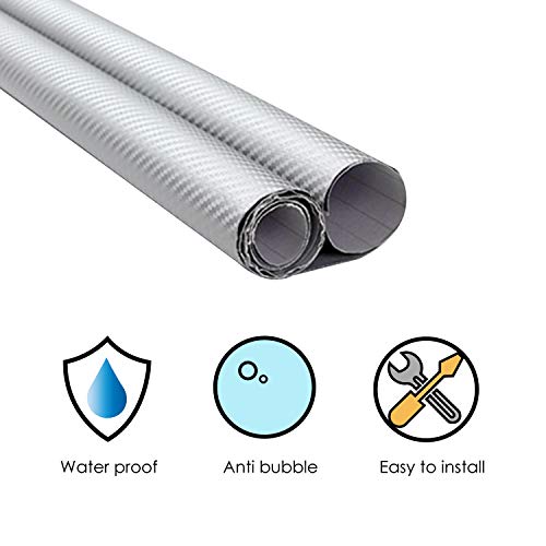 TRIXES 3D Vinilo de Fibra de Carbono Envoltura Adhesiva para Coche - Plata - Rollo para Recubrir de Vinilo - 1,52m x 0,30m - para Interior / Exterior - Efecto Texturizado 3D para Automóvil TRIXES 3D Vinilo de Fibra de Carbono Envoltura Adhesiva para Coche - Plata - Rollo para Recubrir de Vinilo - 1,52m x 0,30m - para Interior / Exterior - Efecto Texturizado 3D para Automóvil