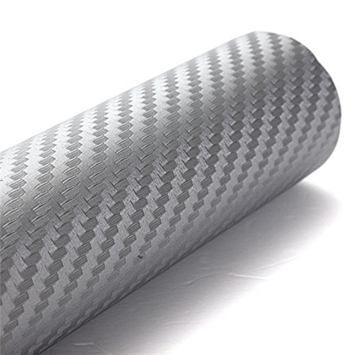 TRIXES 3D Vinilo de Fibra de Carbono Envoltura Adhesiva para Coche - Plata - Rollo para Recubrir de Vinilo - 1,52m x 0,30m - para Interior / Exterior - Efecto Texturizado 3D para Automóvil TRIXES 3D Vinilo de Fibra de Carbono Envoltura Adhesiva para Coche - Plata - Rollo para Recubrir de Vinilo - 1,52m x 0,30m - para Interior / Exterior - Efecto Texturizado 3D para Automóvil