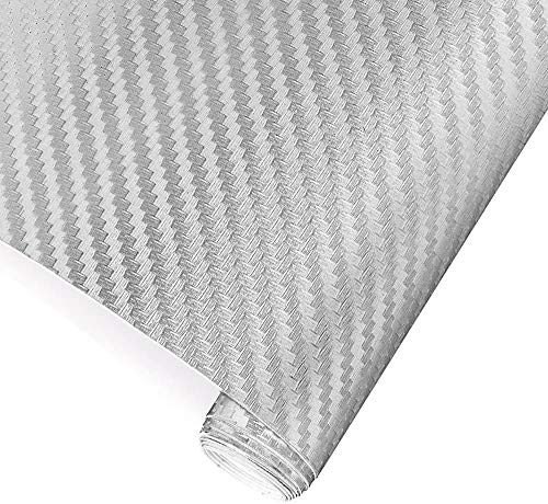 TRIXES 3D Vinilo de Fibra de Carbono Envoltura Adhesiva para Coche - Plata - Rollo para Recubrir de Vinilo - 1,52m x 0,30m - para Interior / Exterior - Efecto Texturizado 3D para Automóvil TRIXES 3D Vinilo de Fibra de Carbono Envoltura Adhesiva para Coche - Plata - Rollo para Recubrir de Vinilo - 1,52m x 0,30m - para Interior / Exterior - Efecto Texturizado 3D para Automóvil