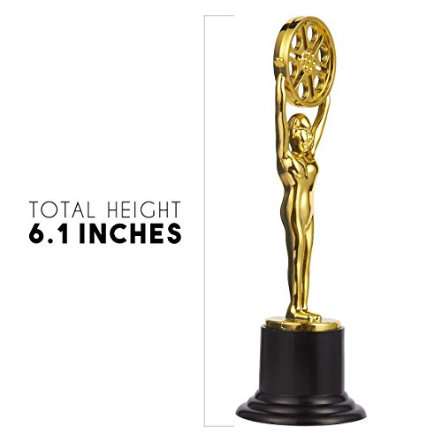 Trofeos en miniatura para cineastas, amantes del cine, fiestas temáticas de Hollywood de Juvale (paquete de 12), en dorado, 15,5 centímetros de alto