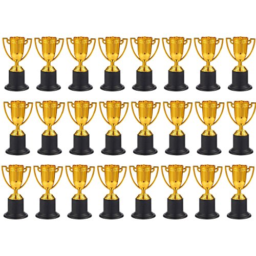 Trofeos para Premios Juvale - Paquete de 25 Copas de Plástico doradas como Trofeo para torneos deportivos, competiciones y fiestas, 5 cm x 10 cm x 5 cm