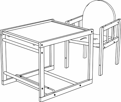 Trona Combi roba, trona con bandeja transformable en silla y mesa independientes, trona infantil en madera natural, asiento tapizado en diseño 'Lovely Bear'