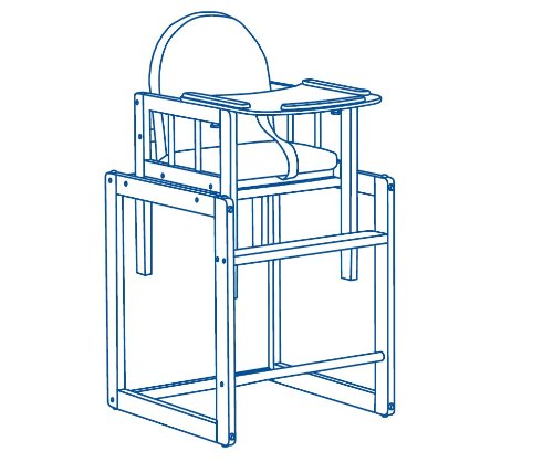 Trona Combi roba, trona con bandeja transformable en silla y mesa independientes, trona infantil en madera natural, asiento tapizado en diseño 'Lovely Bear'