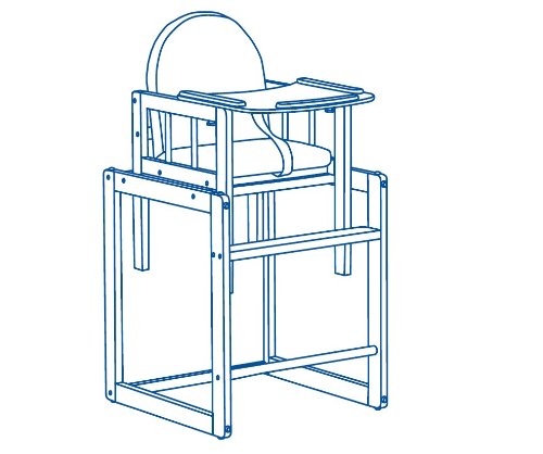 Trona Combi roba, trona con bandeja transformable en silla y mesa independientes, trona infantil en madera natural, asiento tapizado en diseño 'Lovely Bear'