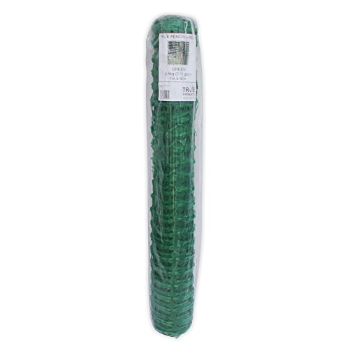 True Products B1001A Malla de seguridad de plástico de 50 m, 5,5 kg, valla de seguridad rollo de malla, color verde