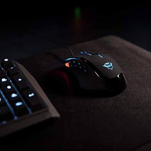 Trust GXT 164 Sikanda - Ratón Gaming con 12 botones programables, color negro