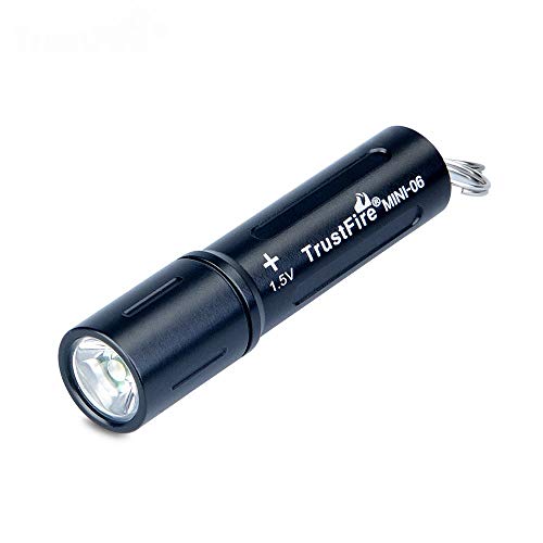 TrustFire MINI-06 - Mini linterna LED (90 lúmenes, con llavero y batería AAA, recargable), color negro