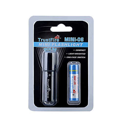 TrustFire MINI-06 - Mini linterna LED (90 lúmenes, con llavero y batería AAA, recargable), color negro TrustFire MINI-06 - Mini linterna LED (90 lúmenes, con llavero y batería AAA, recargable), color negro